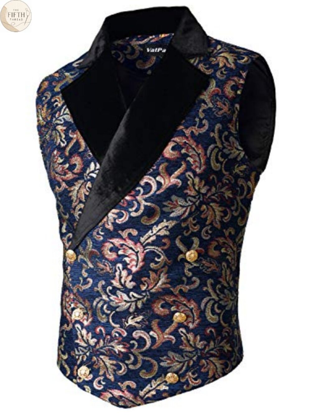 Mens Victorian Double Breasted Vest Steampunk Waistcoat Paisley